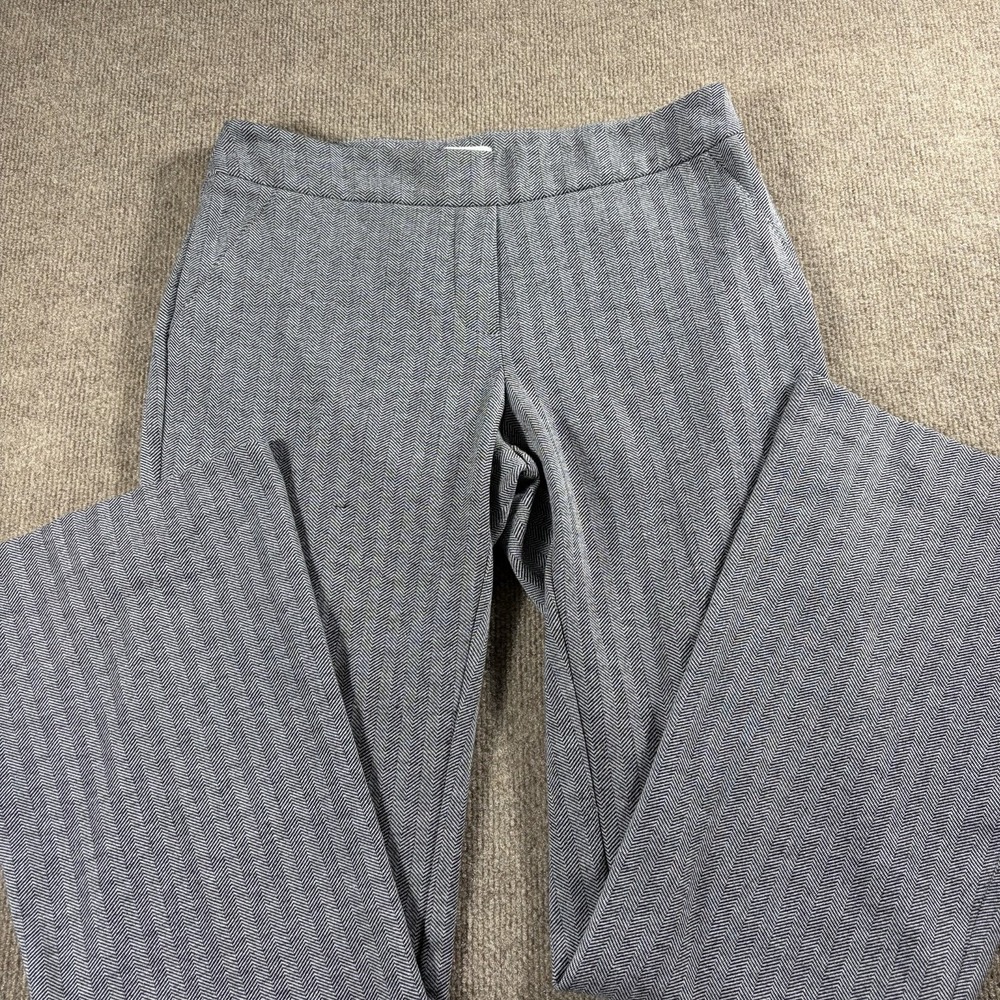 New York & Company Stretch Gray Herringbone Wide Leg Pants Womens M Career